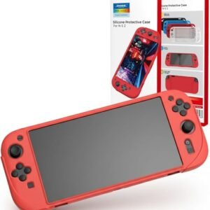 Capa de Silicone Antiderrapante Case Protetora Anti Poeira para Switch 2 - Vermelho